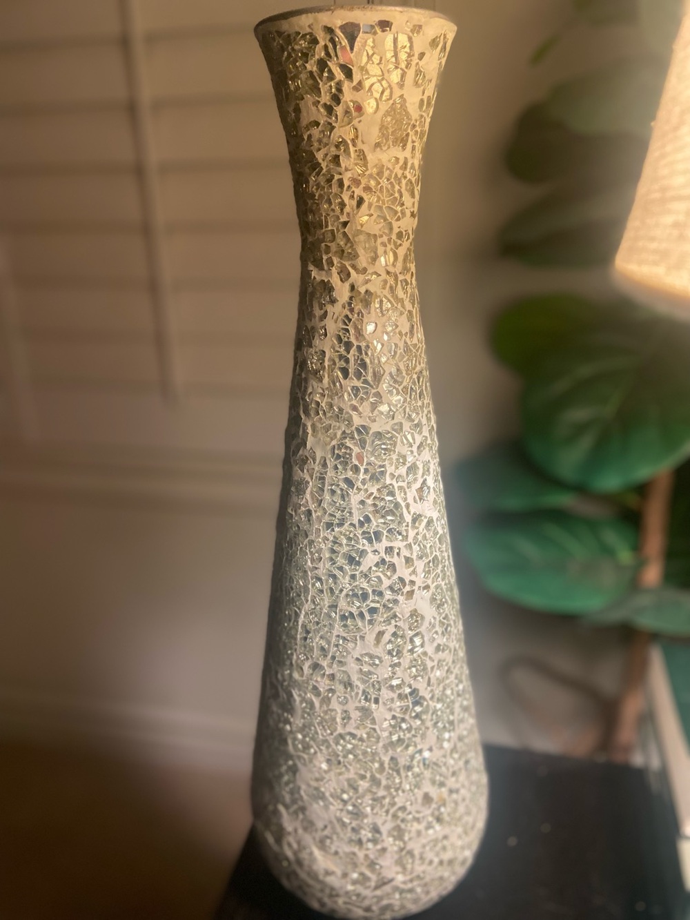 Neutral Mosaic Glass Tall Decorative Vase - Unbranded